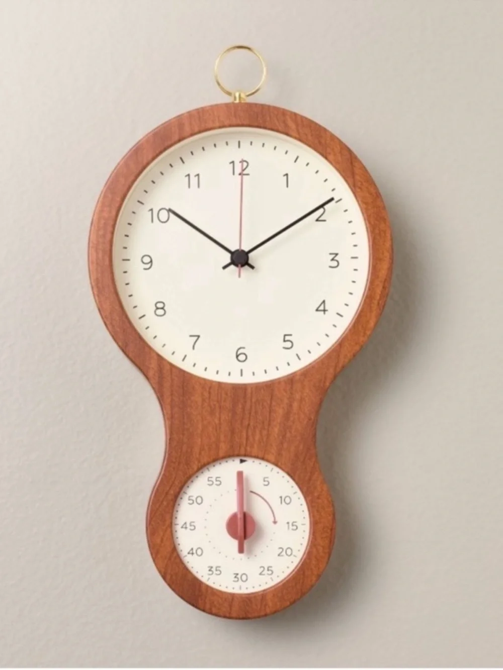 Faux Wood and Brass Kitchen Clock and Timer- Hearth & Hand™ with Magnolia
